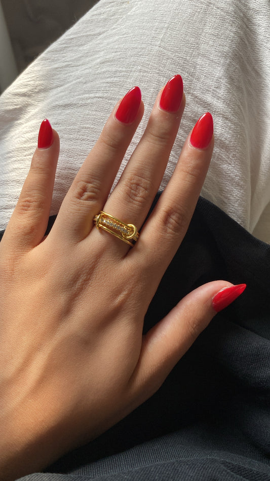 Aurora gold ring with white zirconia