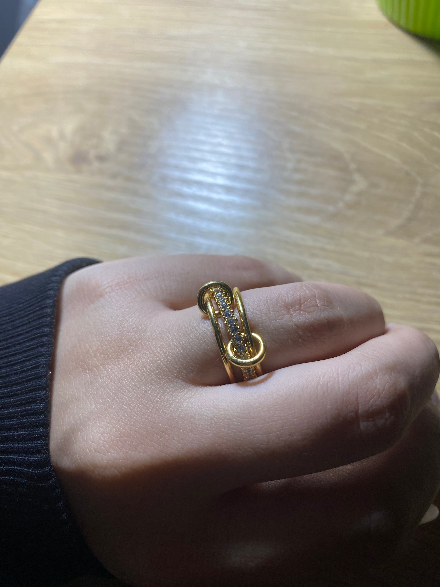 Aurora gold ring with white zirconia